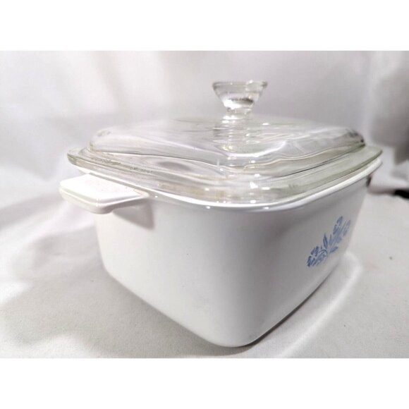 Retro Corning Ware Blue Cornflower Casserole Dish 1.5 Quart P-4-B Pyrex P-4-C - Picture 4 of 7